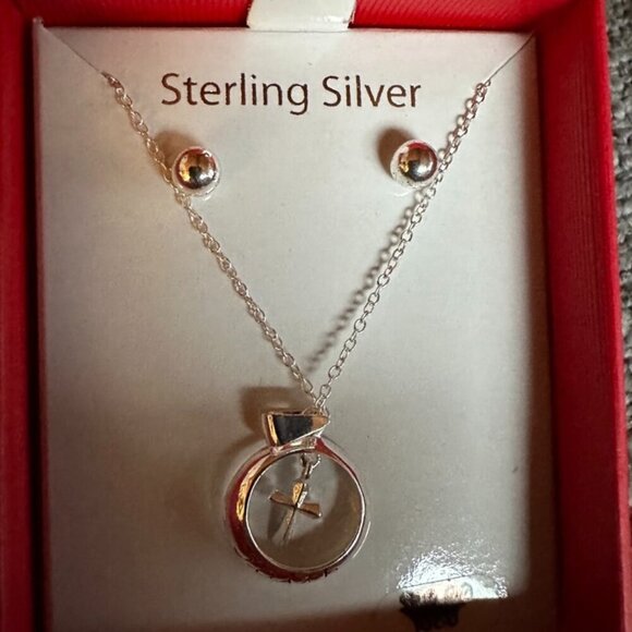 Sterling Silver Set - necklace and earrings - Picture 1 of 1